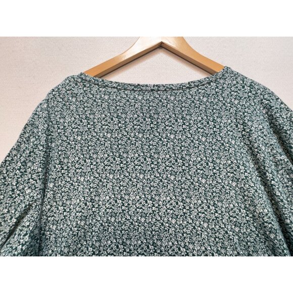 Croft & Barrow Womens The Classic Tee Shirt Sz 3X Green White Floral Long Sleeve - Picture 8 of 10
